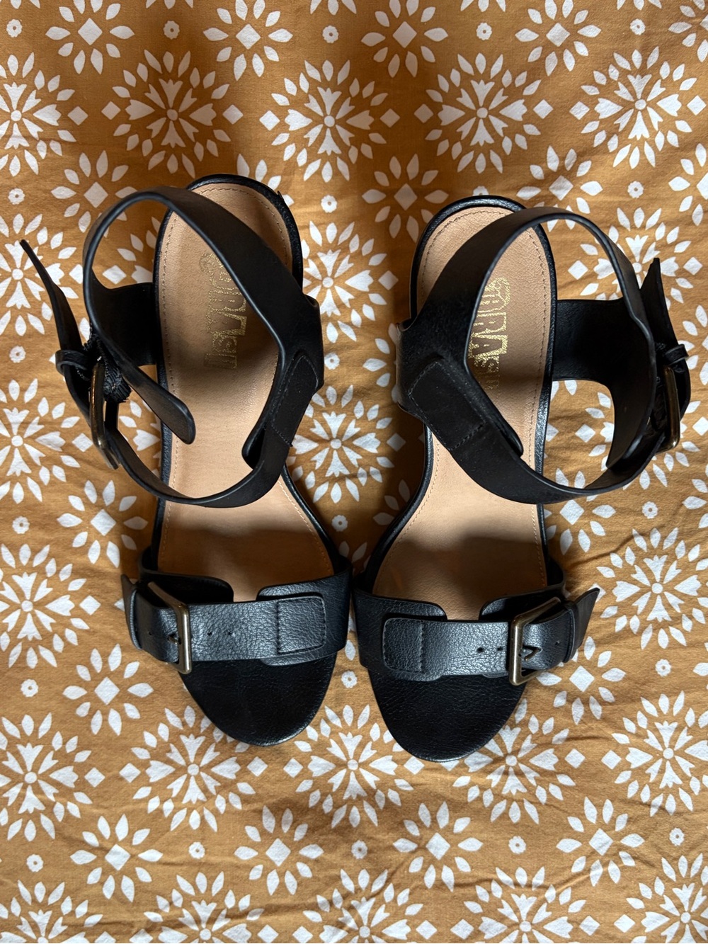 Brash Black Women's Buckle-Strap Heeled Sandals